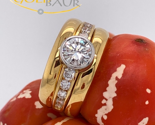 Ring Einkaräter, Brillant-Ring, auswechselbar,750/Gelbgold, Handarbeit, Gold