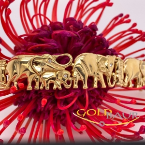 Armband, Brillant-Armband, Elefant, 750/Gelbgold, Handarbeit, Gold