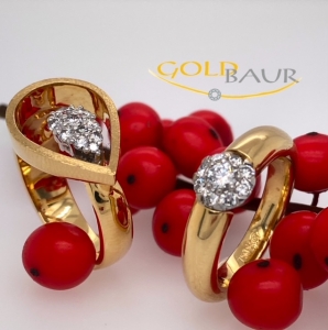 Ring, Brillantring, 750/Gelbgold, Handarbeit